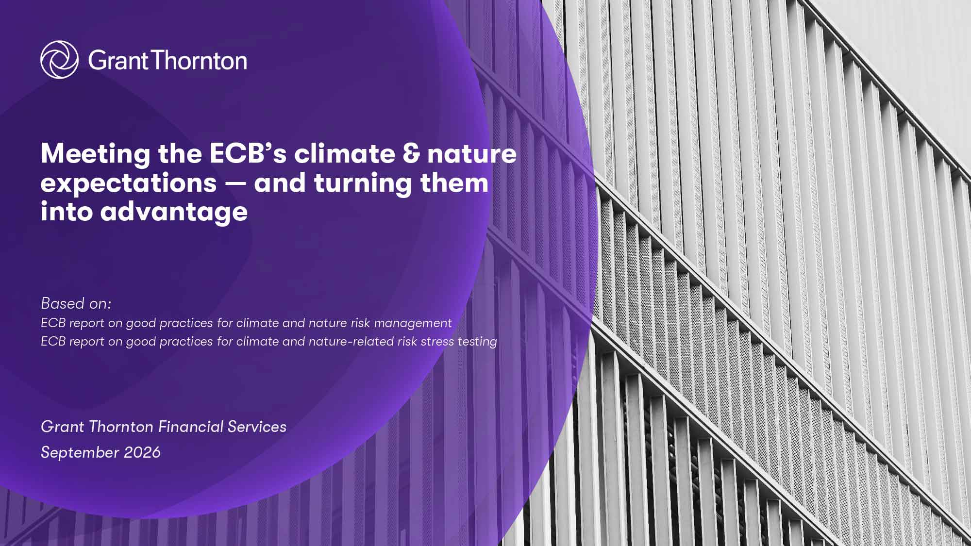 Meeting the ECB’s climate & nature expectations