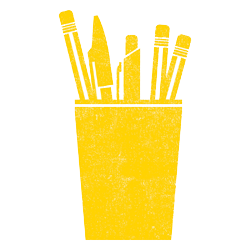 pen and pencil yellow